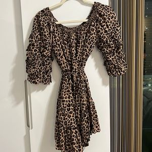 Fate cheetah print dress with tie at waist